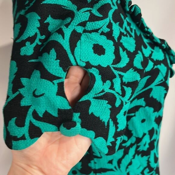 Anthropologie Maeve Floral Green and Black Women's Top - 4 - Picture 7 of 11